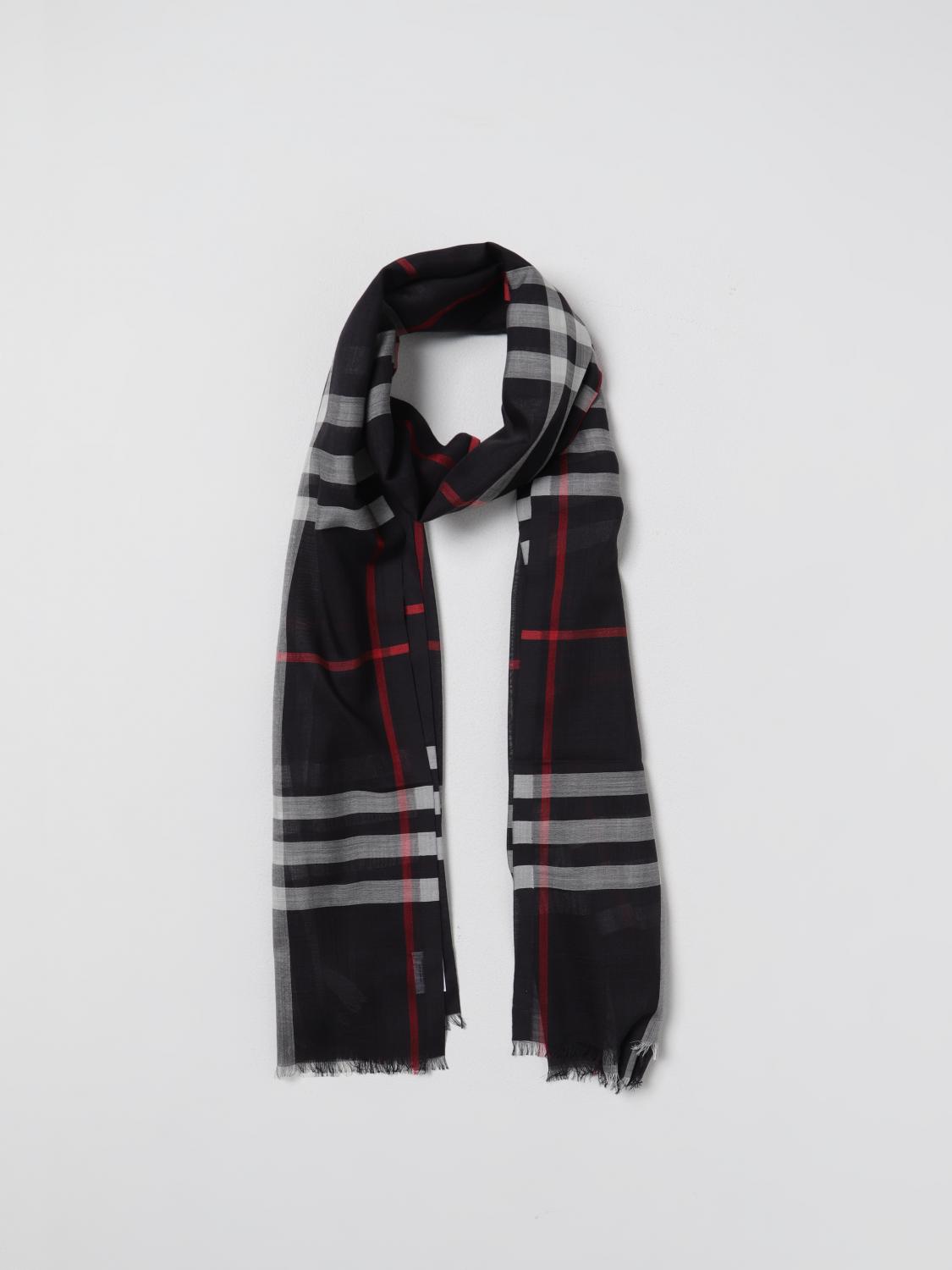 BURBERRY: scarf in check wool and silk - Navy | Burberry