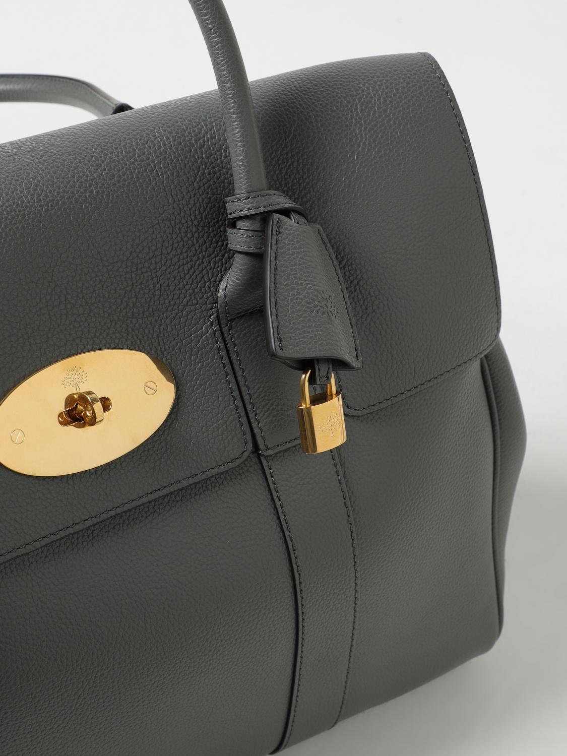 MULBERRY BORSA A MANO: Borsa Bayswater Mulberry in pelle a micro grana, Grigio - Img 3