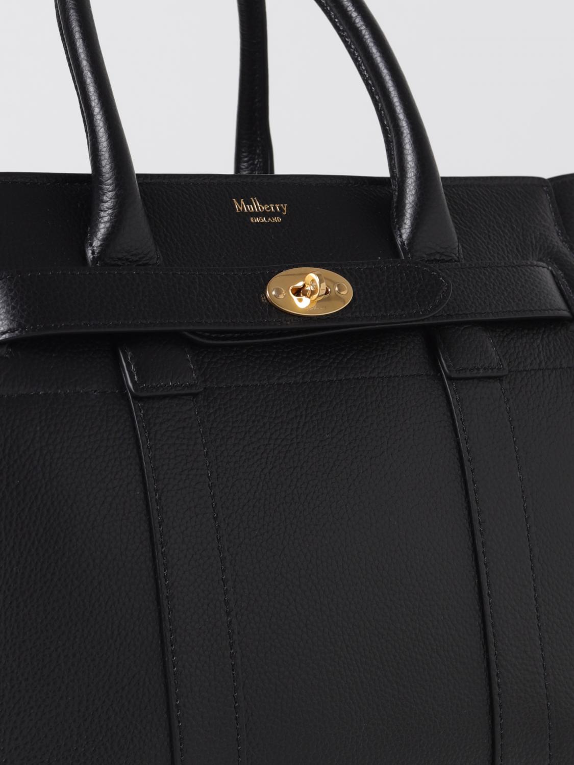 MULBERRY HANDBAG: Mulberry Bayswater bag in grained leather with shoulder strap, Black - Img 3