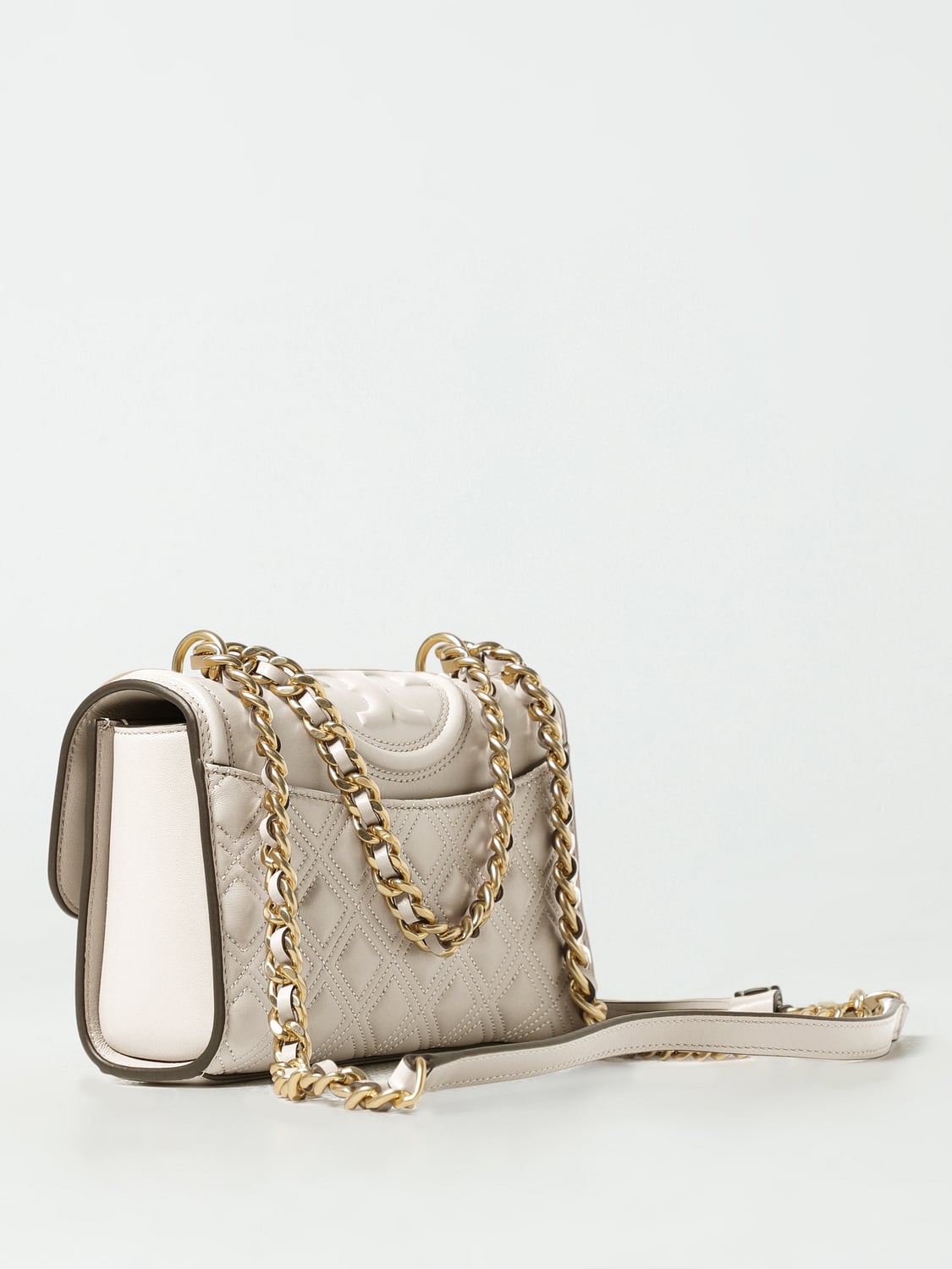 TORY BURCH BORSA MINI: Borsa Fleming Tory Burch in nappa trapuntata, Panna - Img 2