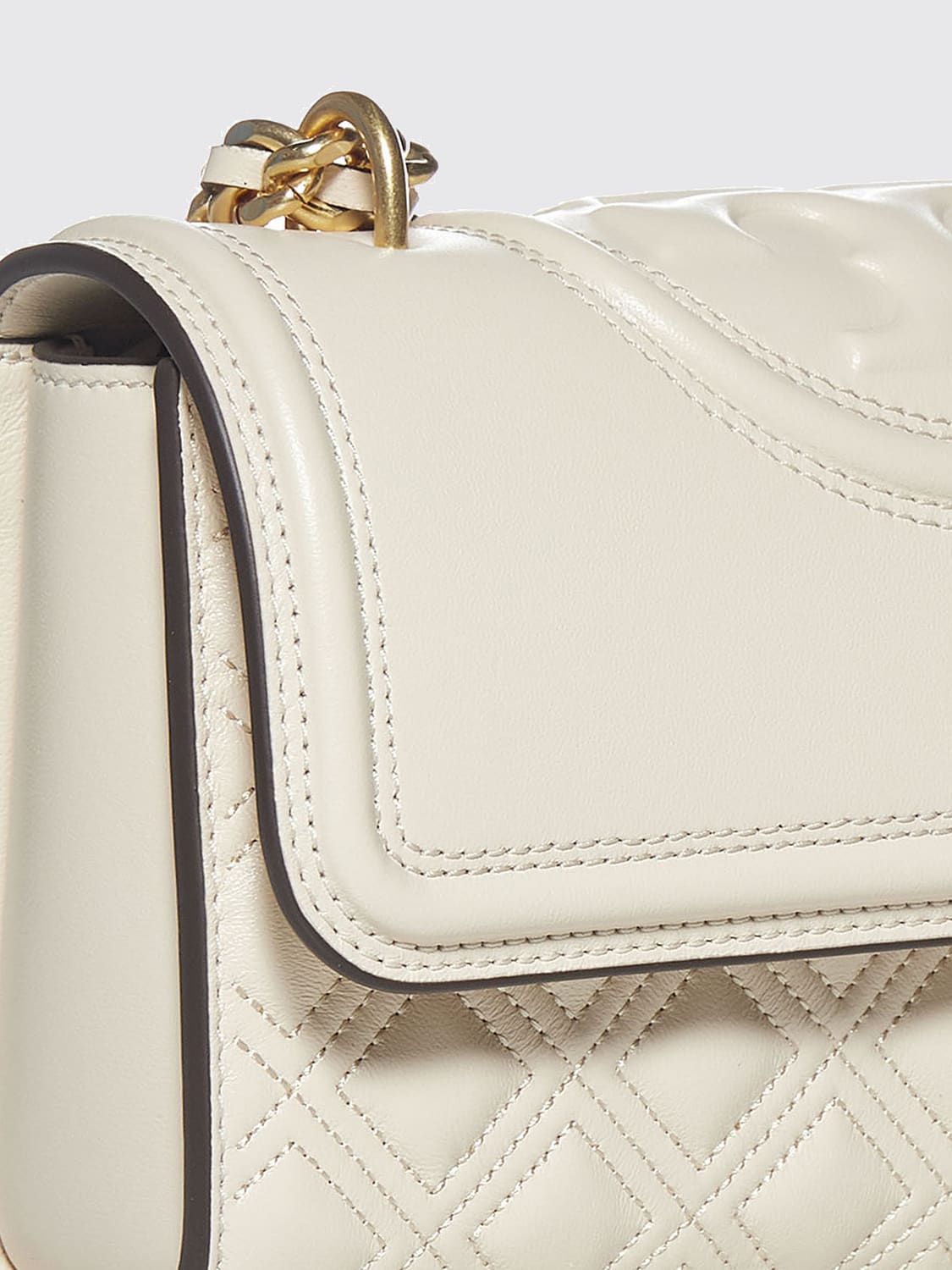 TORY BURCH BORSA MINI: Borsa Fleming Tory Burch in nappa trapuntata, Panna - Img 3