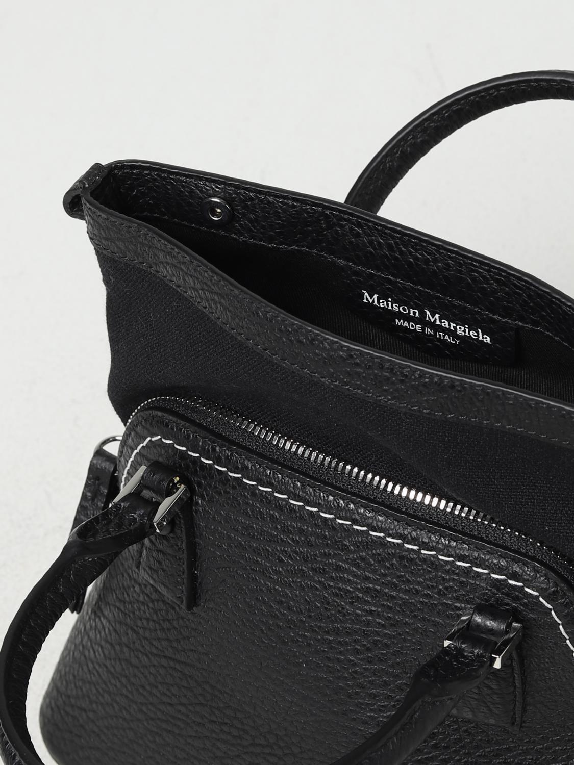 MAISON MARGIELA BORSA MINI: Borsa 5AC Maison Margiela in pelle a grana , Nero - Img 4