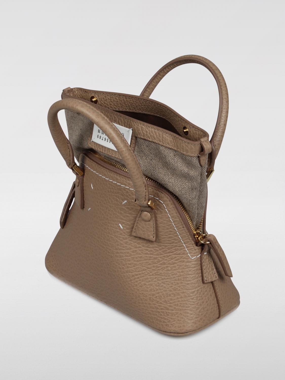 MAISON MARGIELA BORSA MINI: Borsa 5AC Maison Margiela in pelle a grana , Beige - Img 4