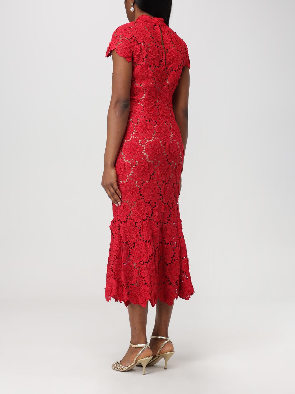 chinese dress ladies Self-Portrait Fuchsia Pink Lace Pattern Sleeveless Midi Dress