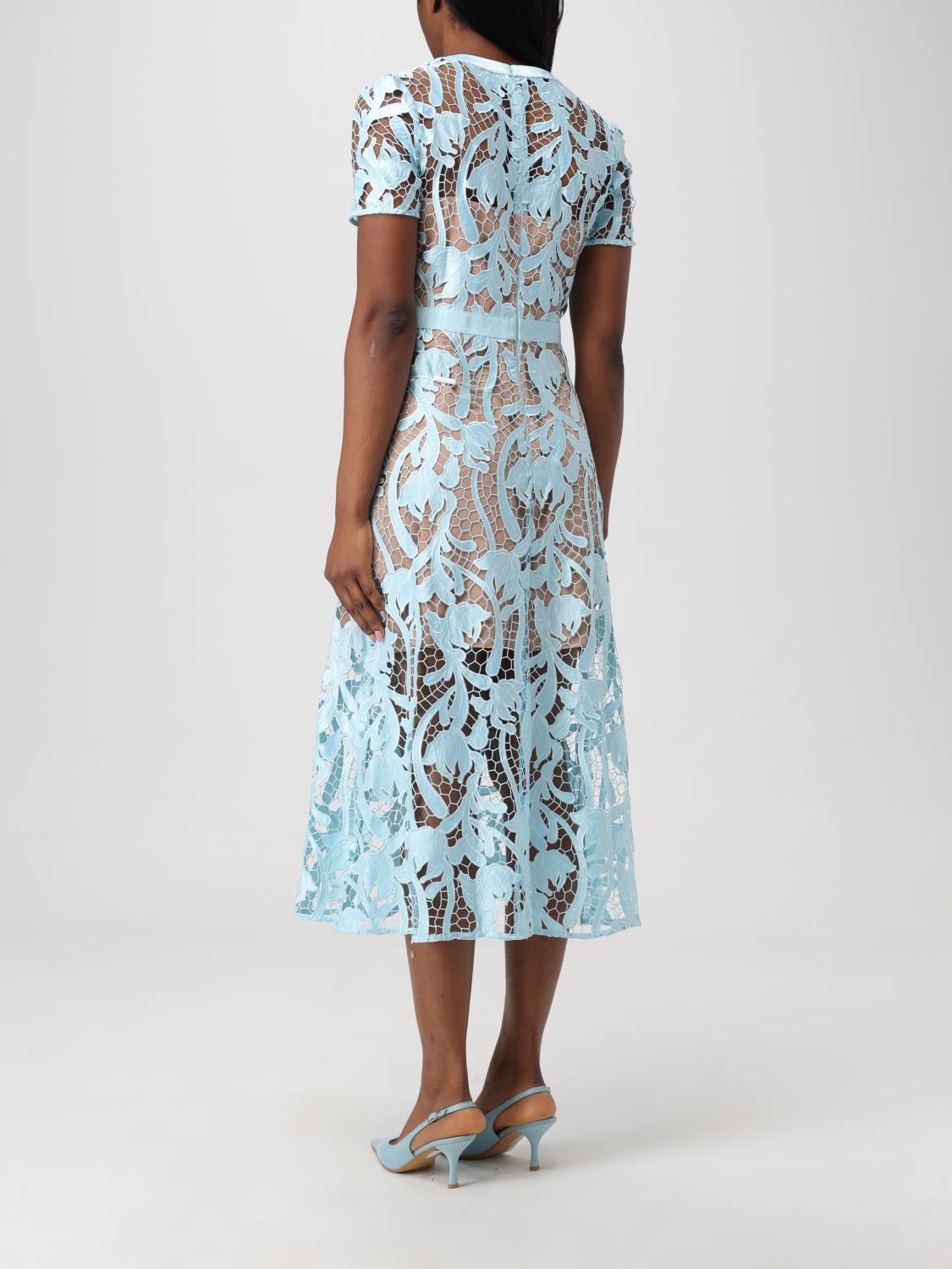 blue self portrait dress self-portrait - Baby Blue Fine Lace Midi Dress
