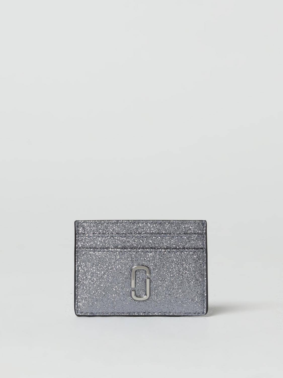 MARC JACOBS PORTAFOGLIO: Portacarte di credito The Galactic Marc Jacobs in pelle glitterata, Nero - Img 1