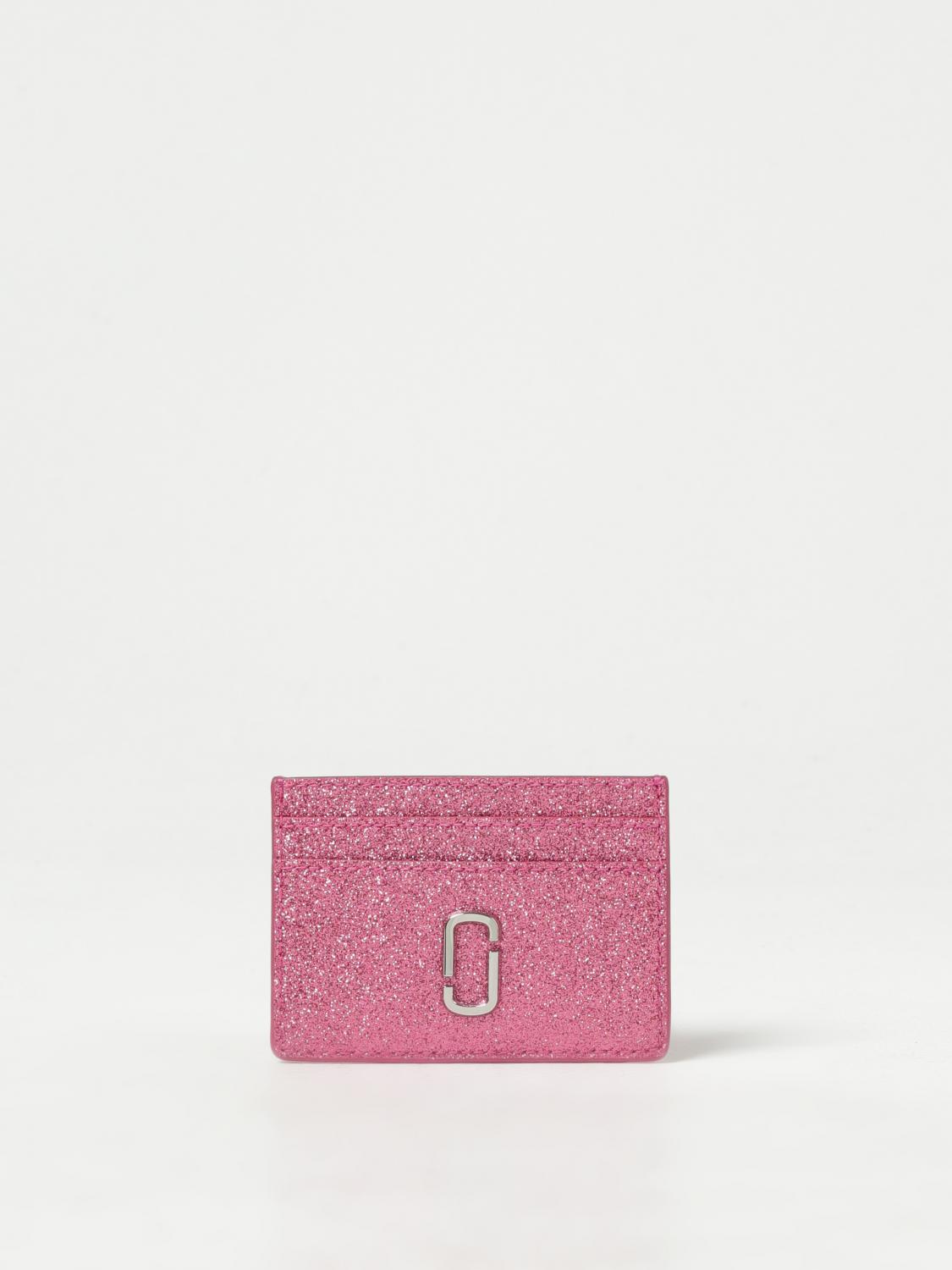 MARC JACOBS PORTAFOGLIO: Portacarte di credito The Galactic Marc Jacobs in pelle glitterata, Rosa - Img 1
