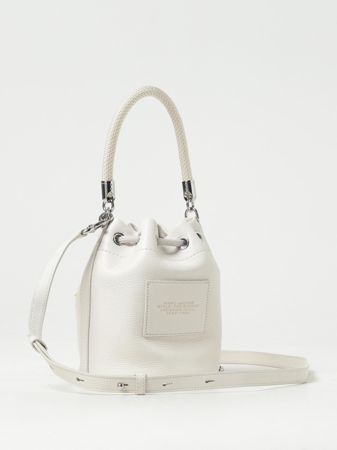 MARC JACOBS BORSA MINI: Borsa The Bucket Bag Marc Jacobs in pelle a grana, Bianco - Img 2