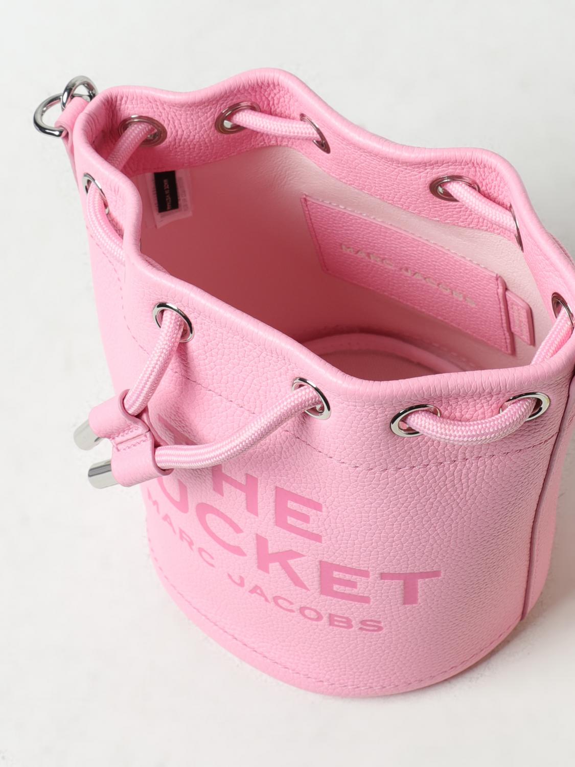 MARC JACOBS BORSA MINI: Borsa The Bucket Bag Marc Jacobs in pelle a grana, Rosa - Img 3