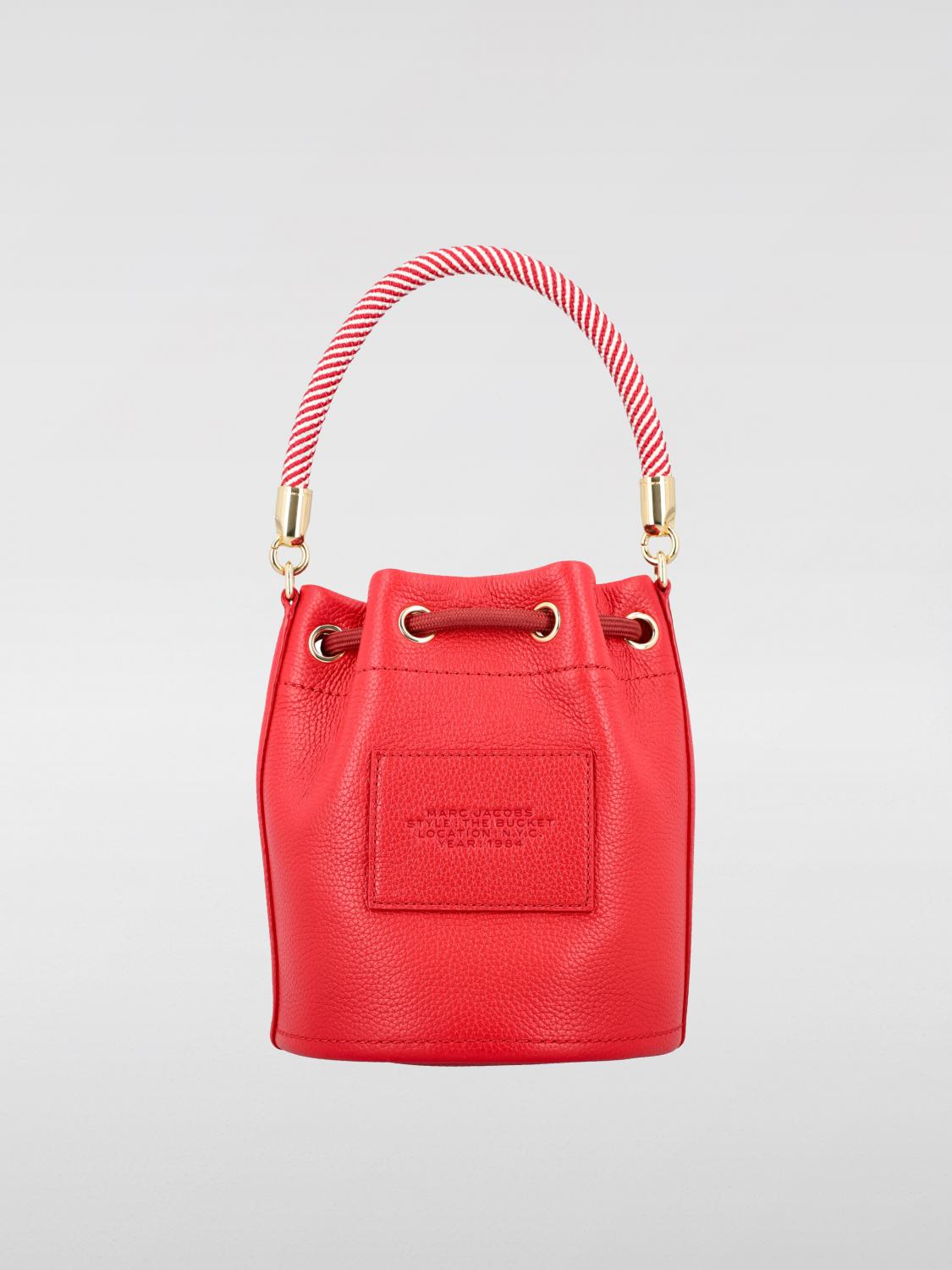 MARC JACOBS BORSA MINI: Borsa The Bucket Bag Marc Jacobs in pelle a grana, Rosso - Img 2