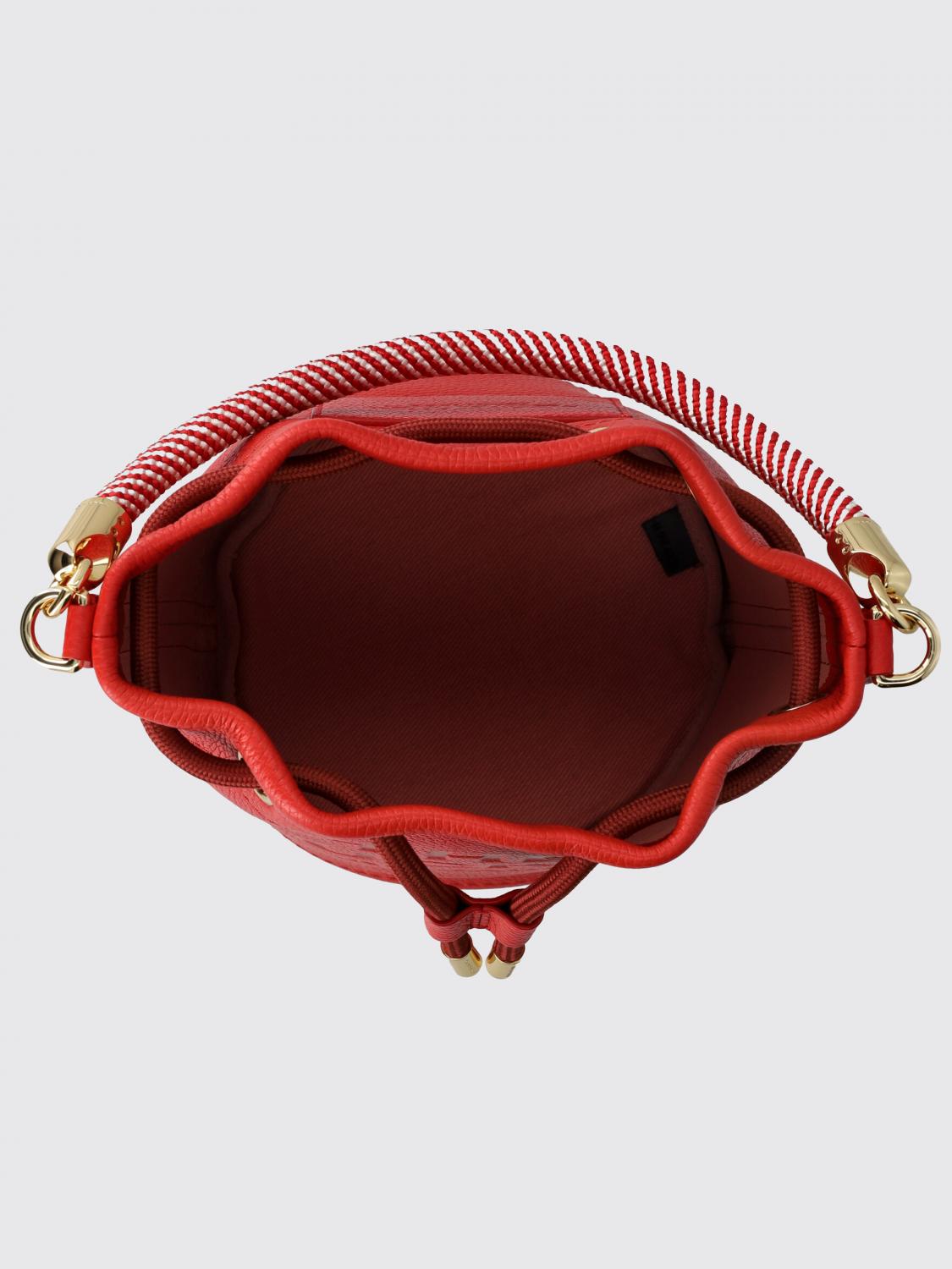 MARC JACOBS BORSA MINI: Borsa The Bucket Bag Marc Jacobs in pelle a grana, Rosso - Img 4