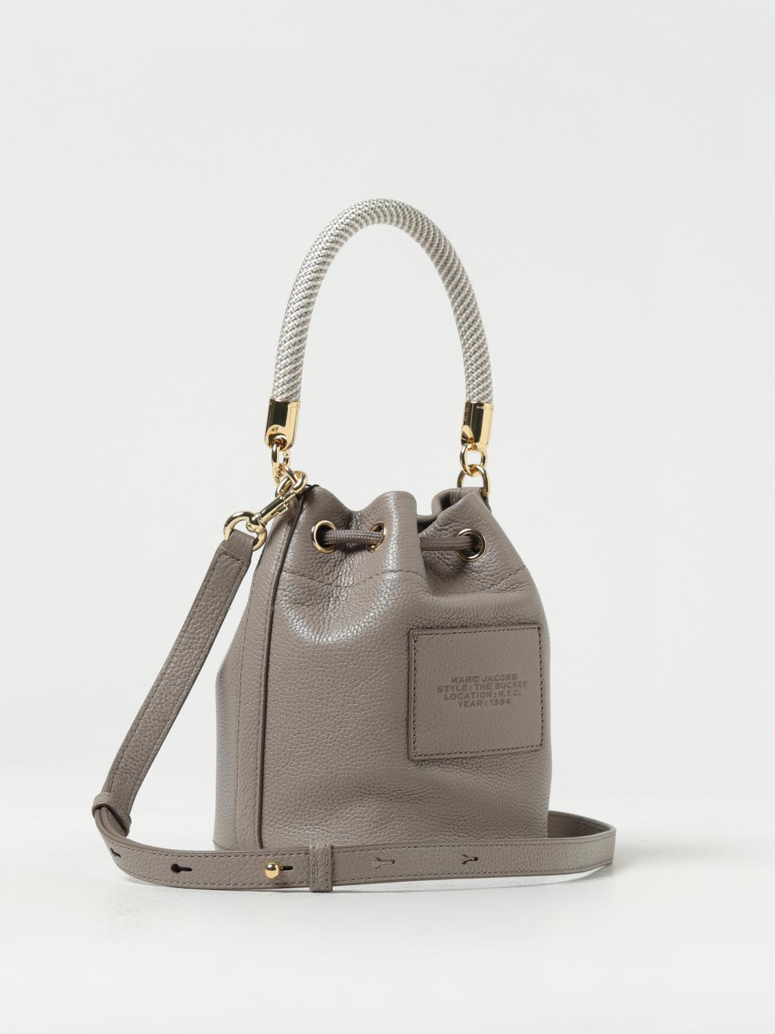 MARC JACOBS BORSA MINI: Borsa The Bucket Bag Marc Jacobs in pelle a grana, Grigio - Img 2