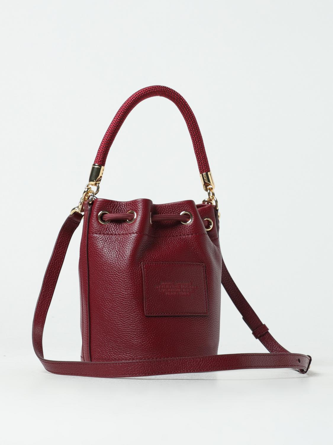MARC JACOBS BORSA MINI: Borsa The Bucket Bag Marc Jacobs in pelle a grana, Vino - Img 2