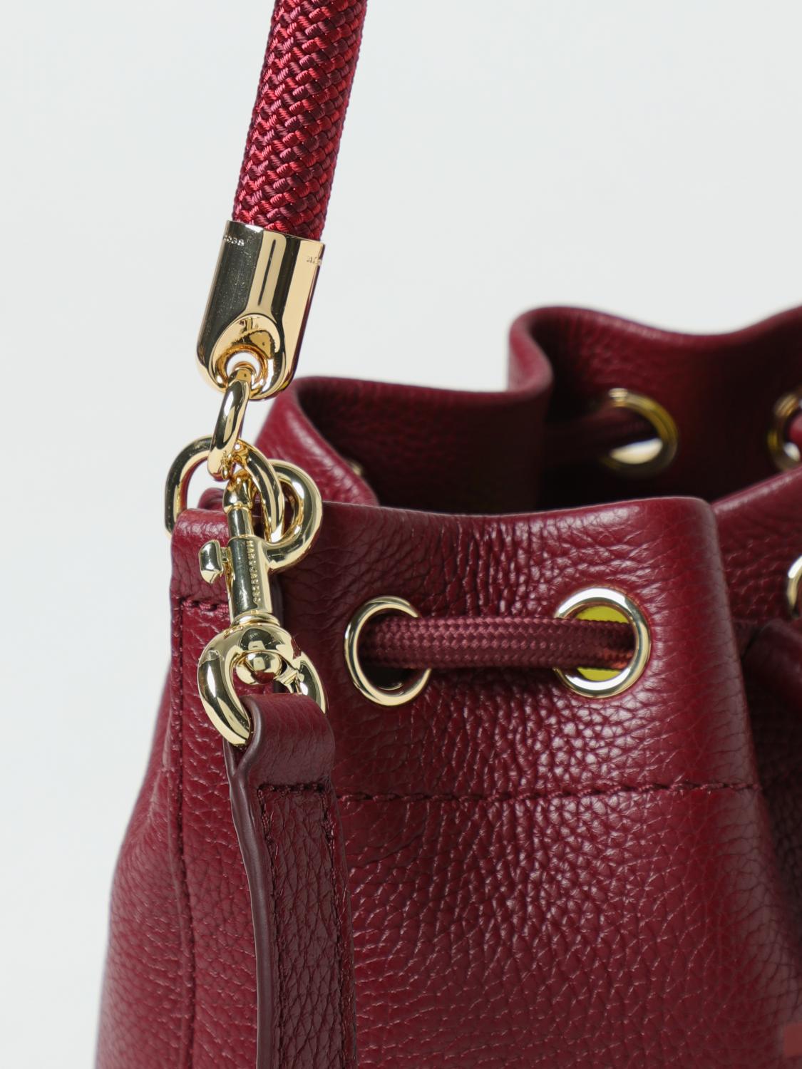 MARC JACOBS BORSA MINI: Borsa The Bucket Bag Marc Jacobs in pelle a grana, Vino - Img 3