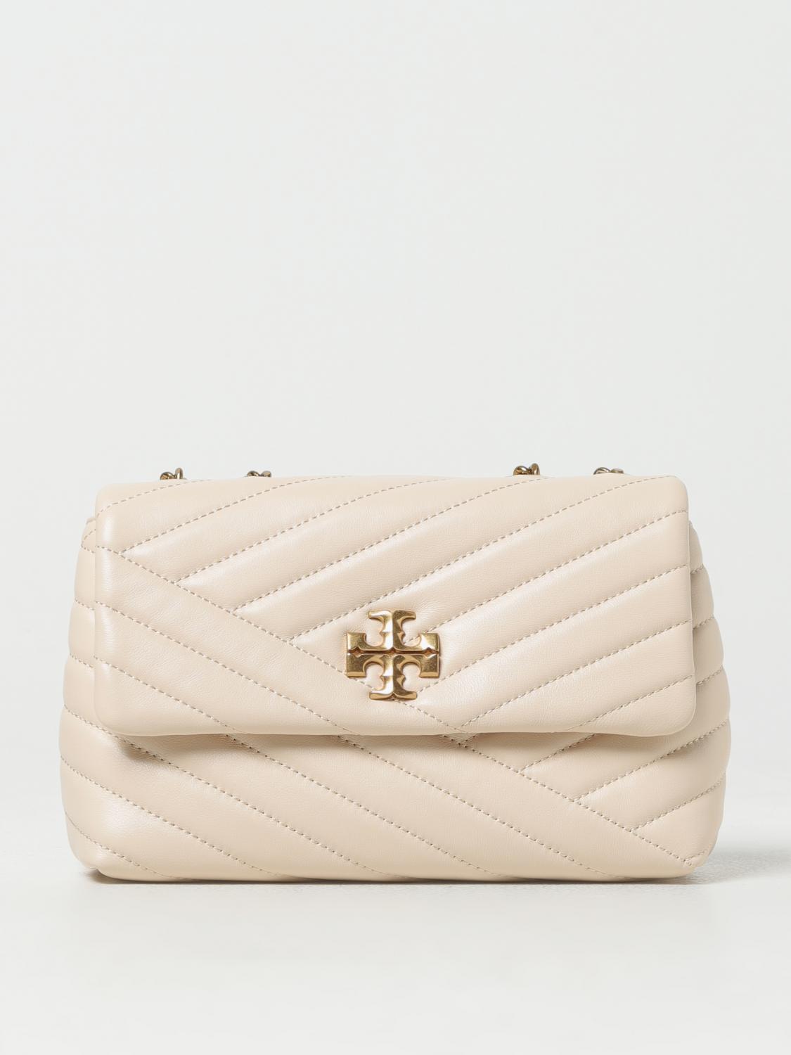 TORY BURCH BORSA A SPALLA: Borsa Kira Tory Burch in pelle trapuntata, Beige - Img 1
