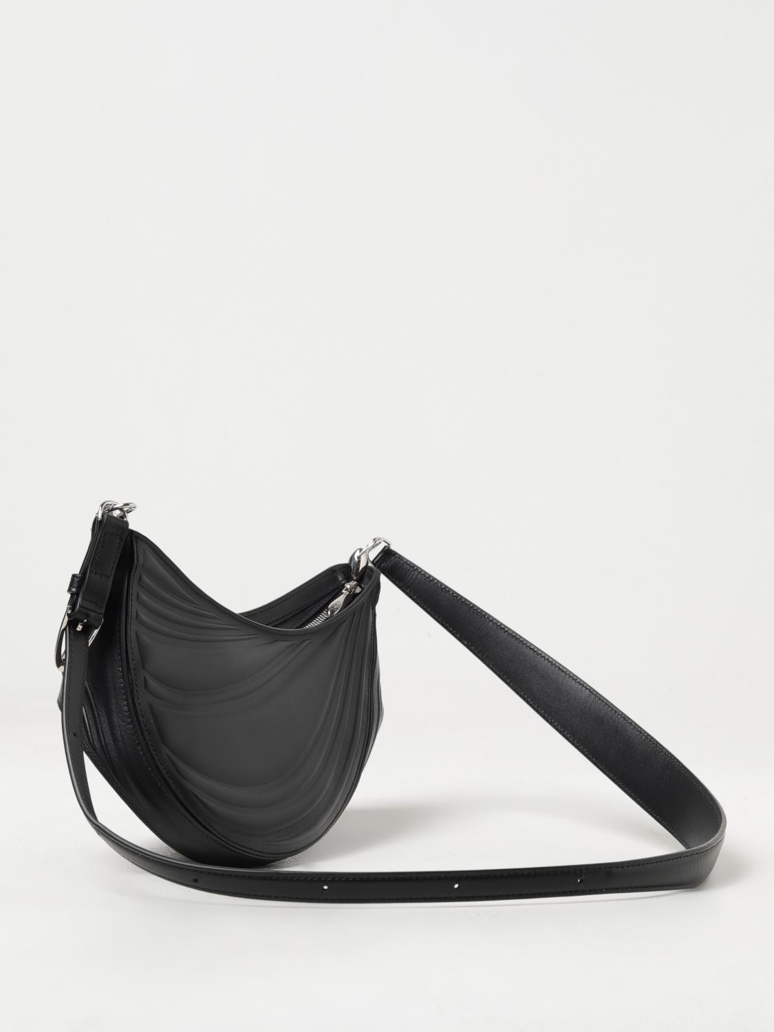 MUGLER BORSA A SPALLA: Borsa Spinal Curve Mugler in pelle con tracolla, Nero - Img 2