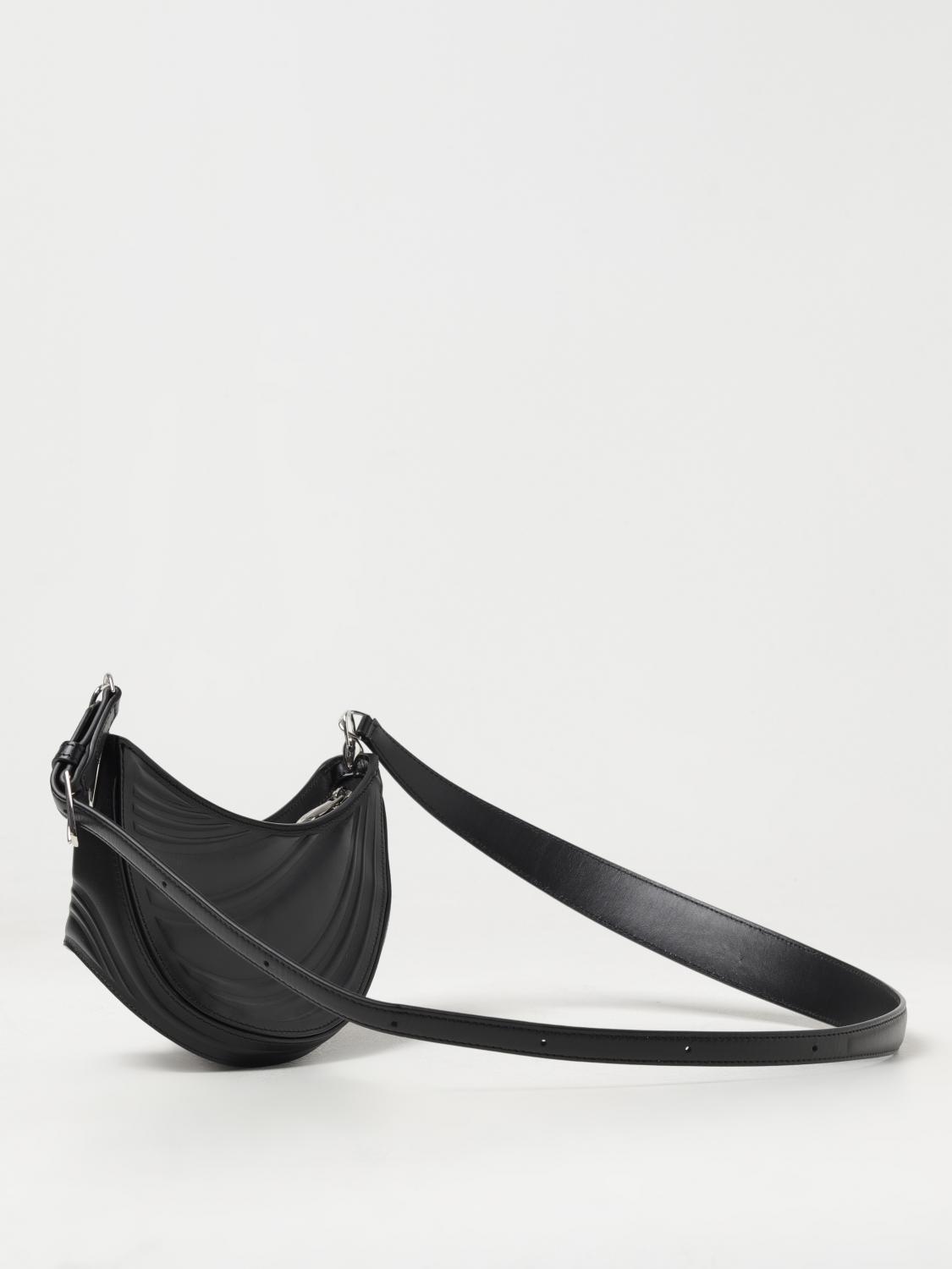 MUGLER BORSA MINI: Borsa Spinal Curve mini Mugler in pelle, Nero - Img 2