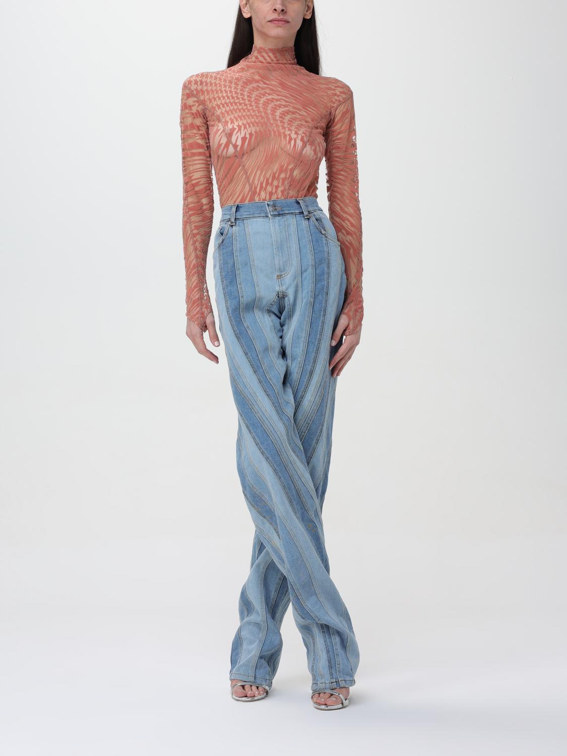 Mugler Outlet: Pants woman - Blue | Mugler jeans