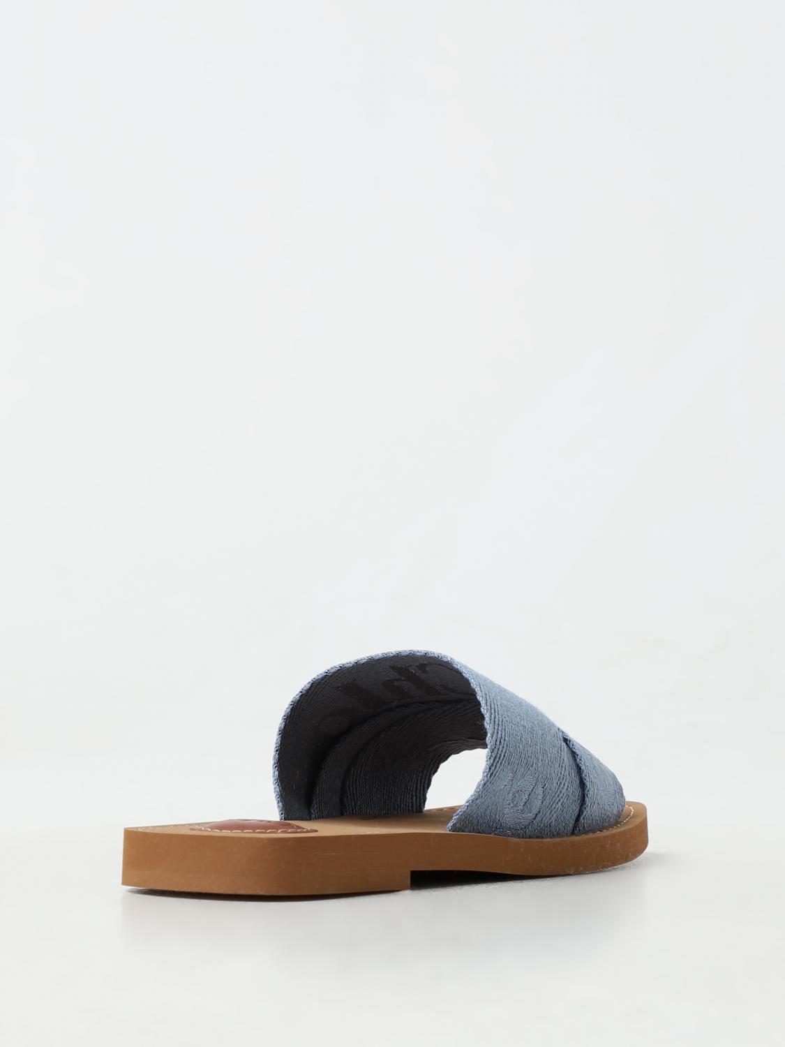 CHLOÉ SANDALEN MIT ABSATZ: Woody Chloé Sliders aus Canvas mit gesticktem Logo, Blau - Img 3