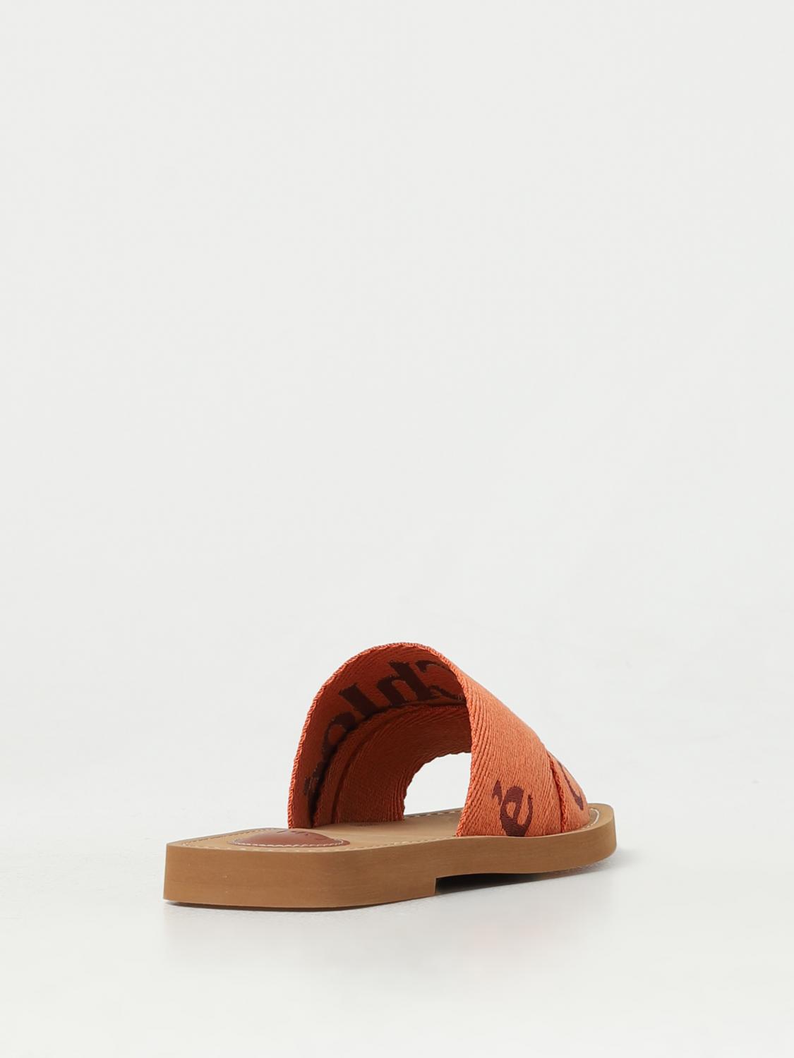 CHLOÉ SANDALEN MIT ABSATZ: Woody Chloé Sliders aus Canvas mit gesticktem Logo, Mandarin - Img 3
