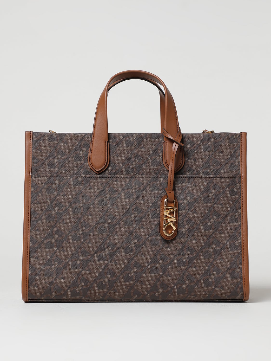MICHAEL KORS BORSA TOTE: Borsa Gigi Michael Kors in tessuto spalmato, Marrone - Img 1