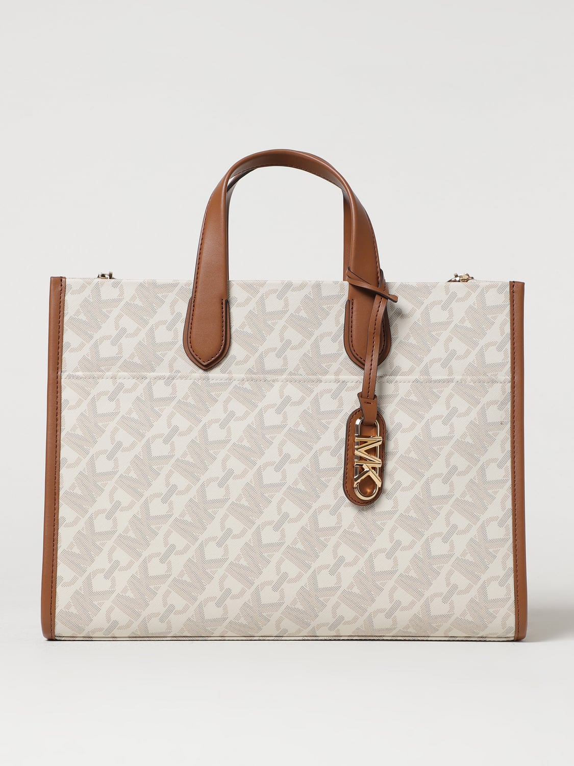 MICHAEL KORS BORSA TOTE: Borsa Gigi Michael Kors in tessuto spalmato, Panna - Img 1