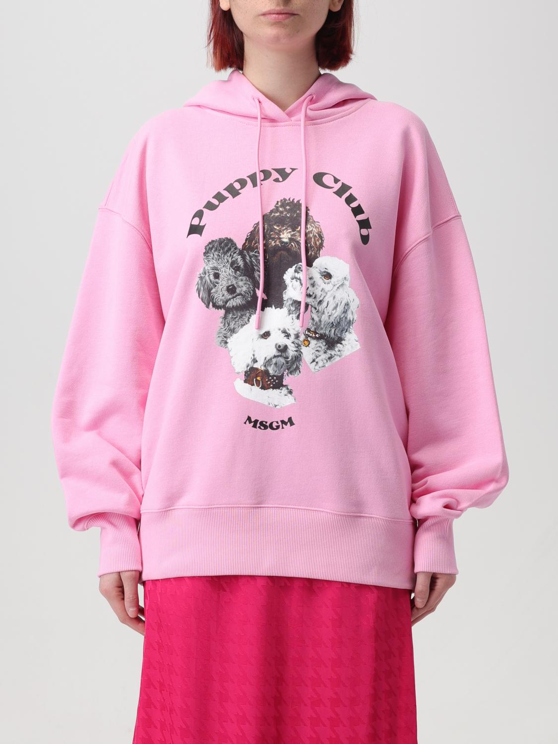 MSGM SWEATSHIRT: MSGM sweatshirt in jersey with print, Pink - Img 1