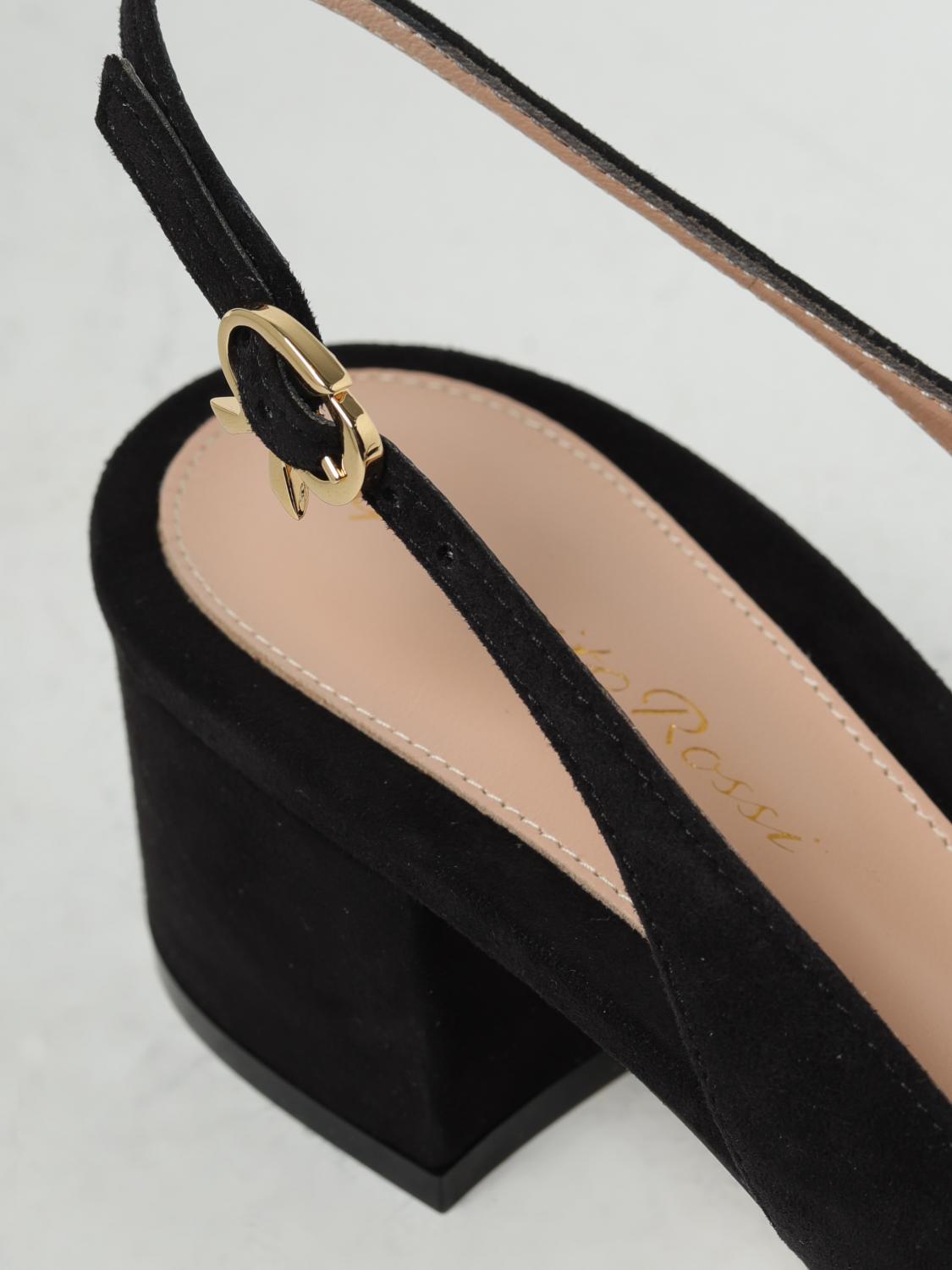 GIANVITO ROSSI: Slingback Piper in pelle scamosciata - Nero