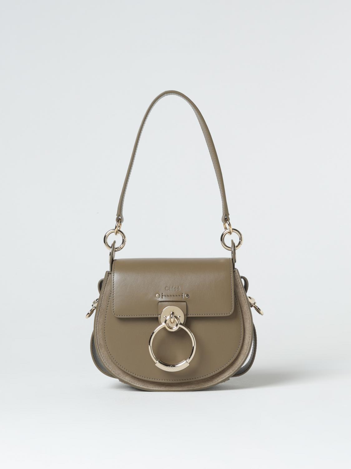 CHLOÉ: Chloé Tess leather bag with shoulder strap - Kaki CHLOÉ: Chloé Tess leather bag with shoulder strap - Kaki