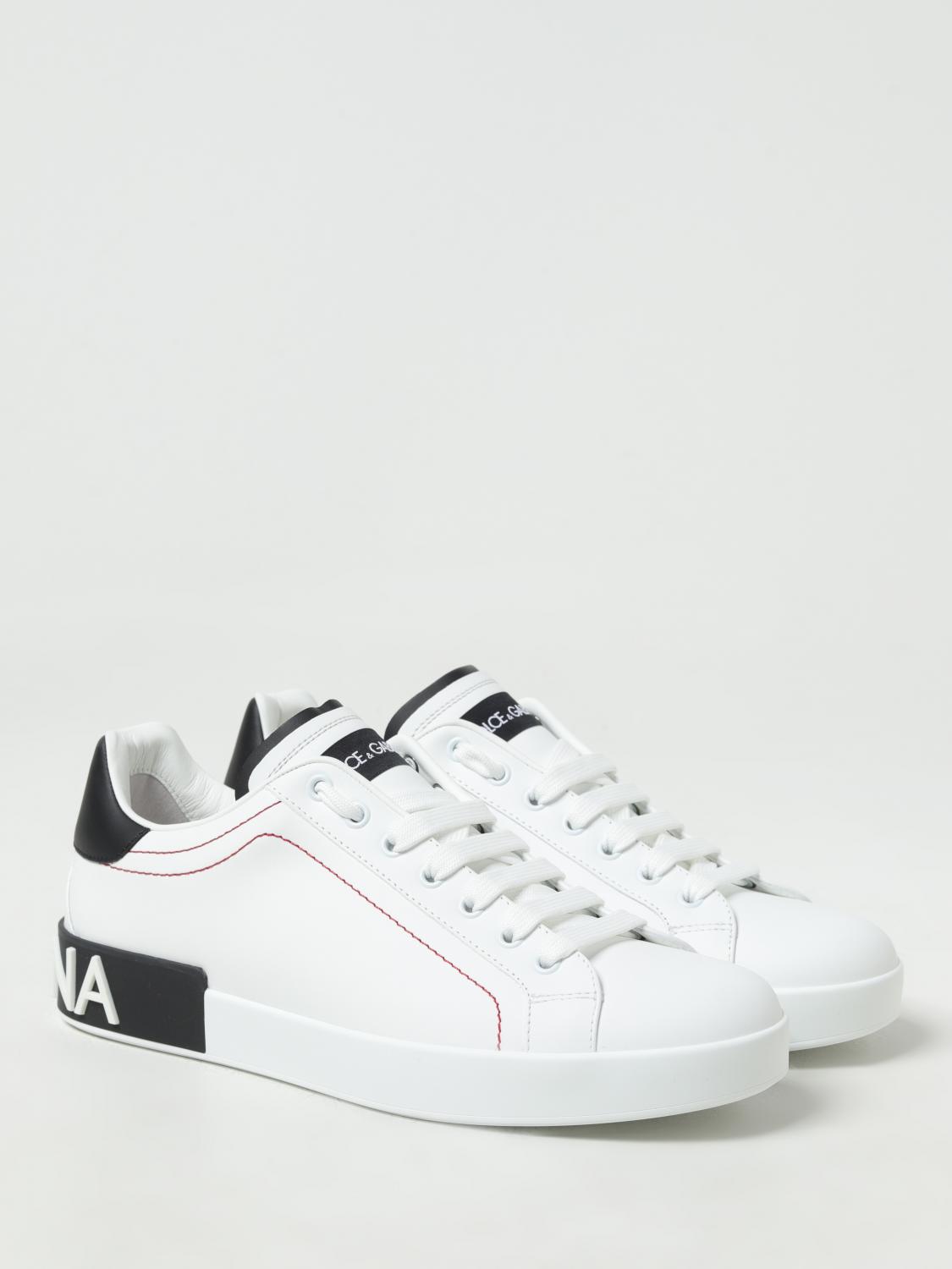 DOLCE & GABBANA SNEAKERS: Sneakers Dolce & Gabbana in pelle con logo, Bianco - Img 2