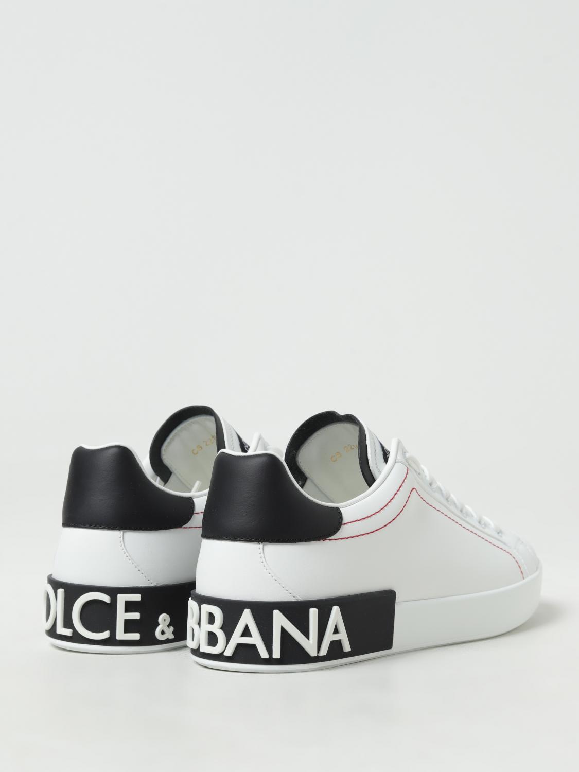 DOLCE & GABBANA SNEAKERS: Sneakers Dolce & Gabbana in pelle con logo, Bianco - Img 3