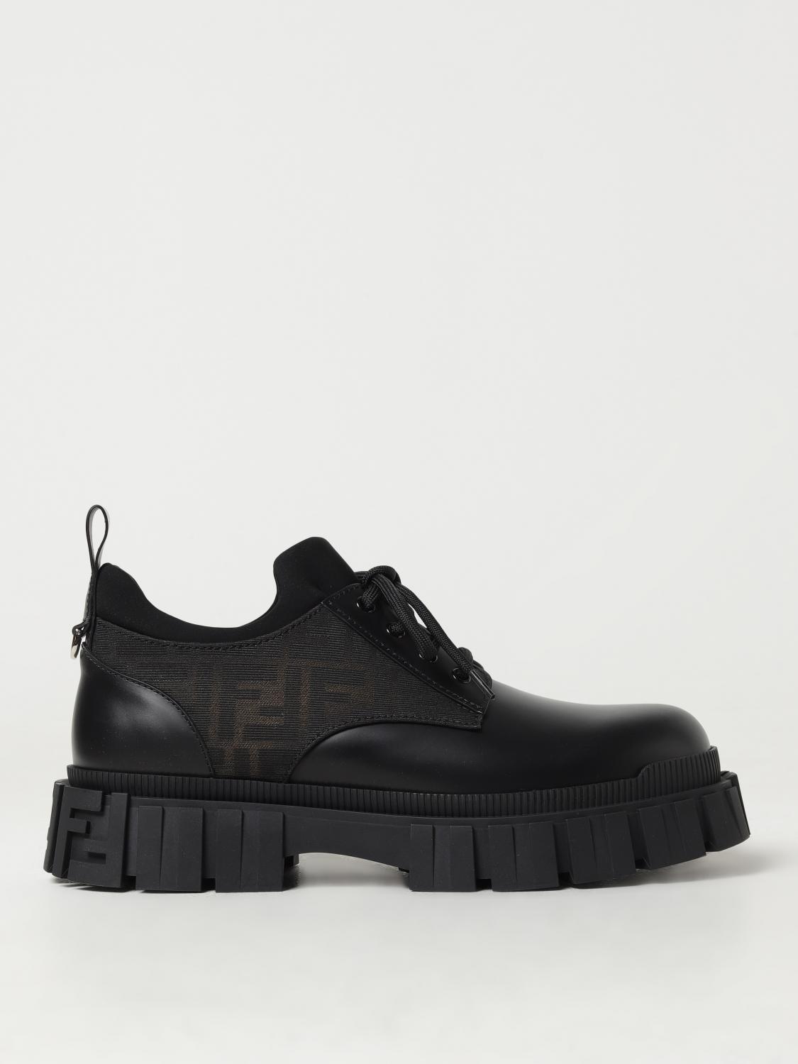 Fendi Derby shoes in leather and fabric with FF monogram  display picture 1