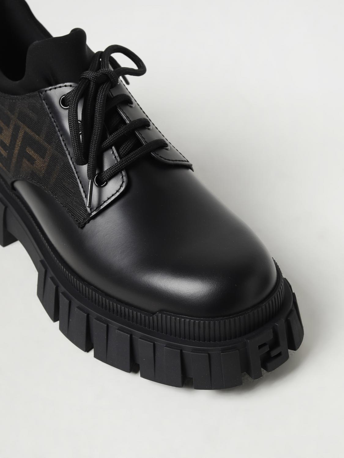 Fendi Derby shoes in leather and fabric with FF monogram  display picture 1