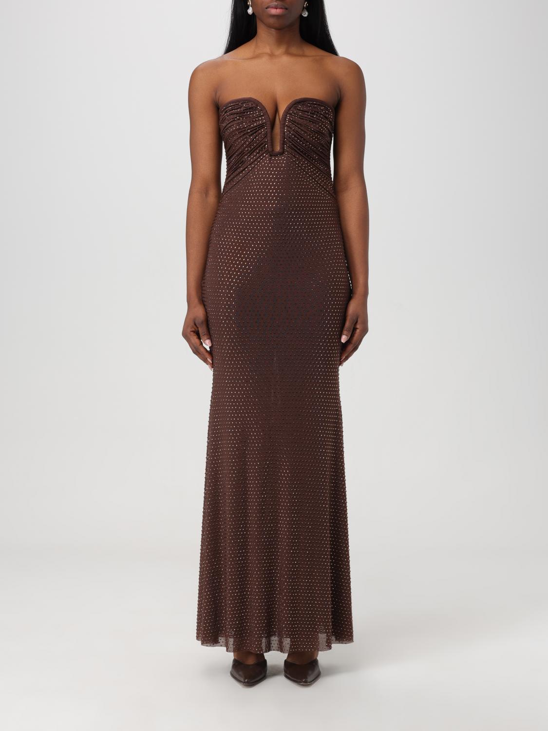 self portrait brown sequin dress self-portrait - Brown Rhinestone Racer Back Maxi Dress