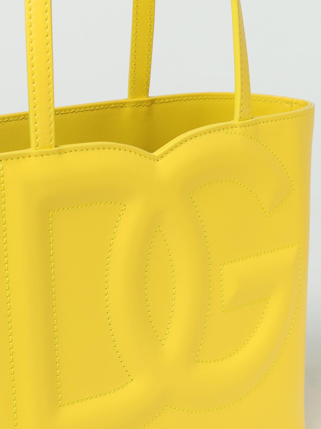 DOLCE & GABBANA: bag in leather with monogram - Yellow