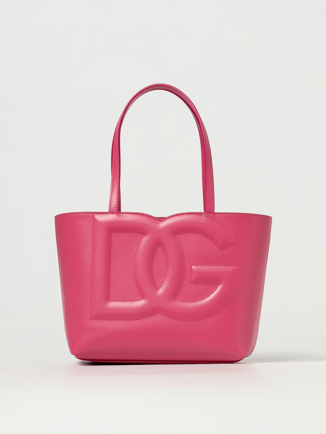 DOLCE & GABBANA BORSA TOTE: Borsa Dolce & Gabbana in pelle con monogram, Rosa - Img 1