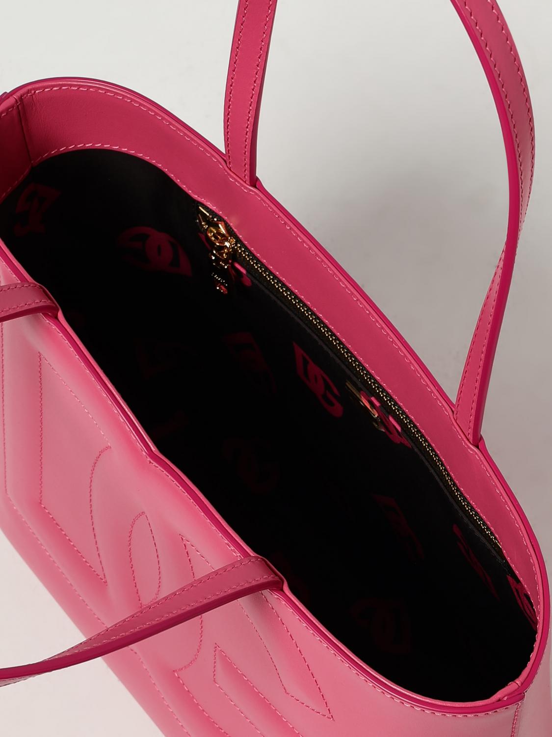 DOLCE & GABBANA BORSA TOTE: Borsa Dolce & Gabbana in pelle con monogram, Rosa - Img 4
