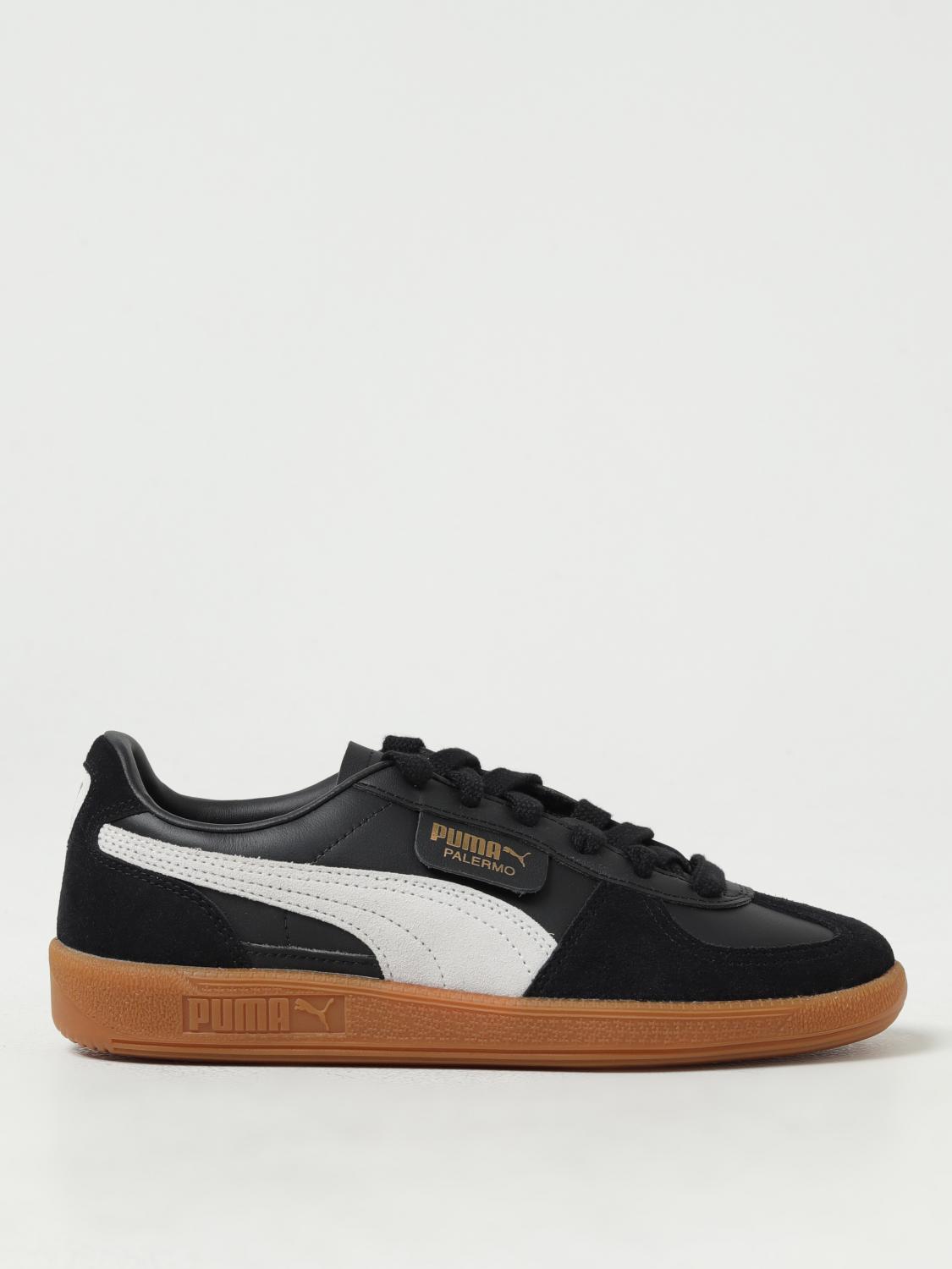 PUMA SNEAKERS: Puma Palermo leather sneakers with logo, Black - Img 1