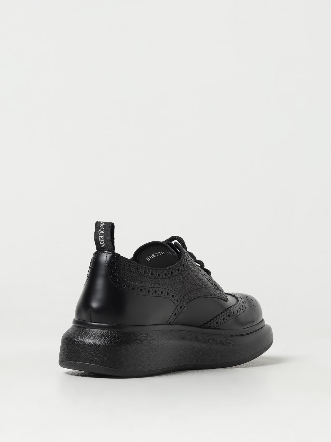 MCQUEEN BROGUE SHOES: McQueen derby shoes in brushed leather and micro grain, Black - Img 3