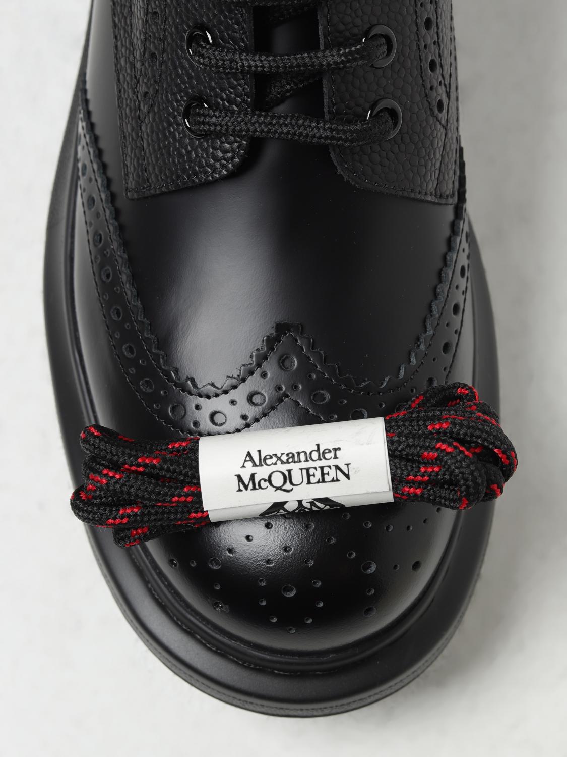 MCQUEEN BROGUE SHOES: McQueen derby shoes in brushed leather and micro grain, Black - Img 4