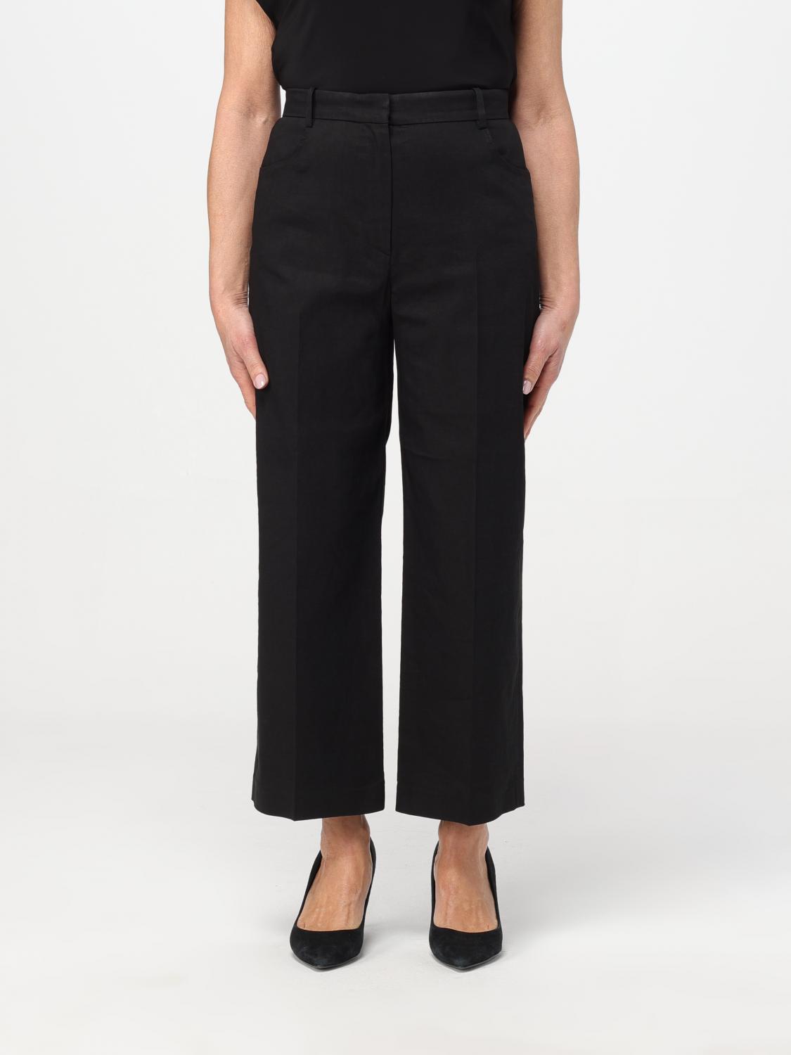 PINKO PANTALONI: Pantalone crop Pinko in misto lino, Nero - Img 1