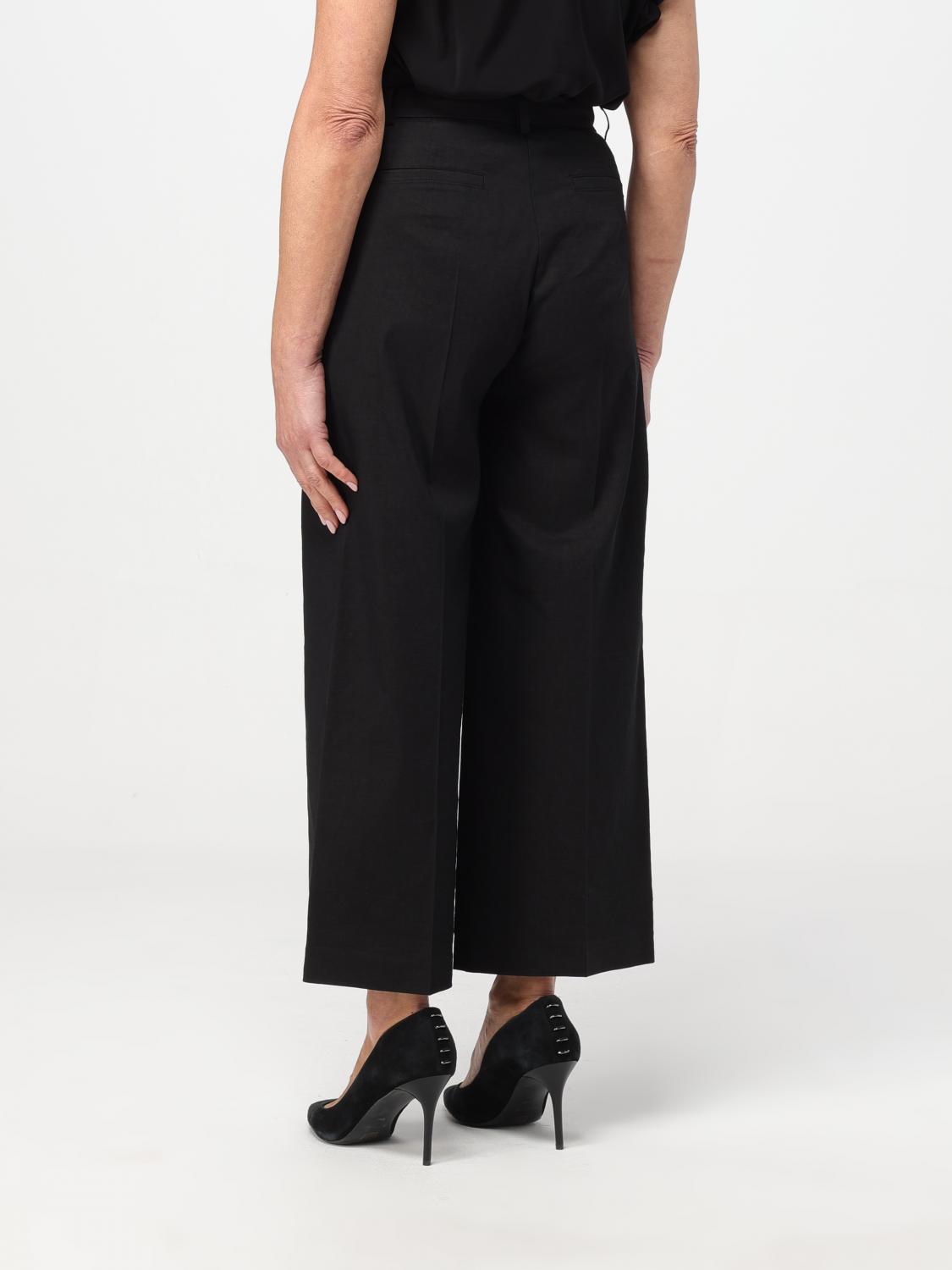 PINKO PANTALONI: Pantalone crop Pinko in misto lino, Nero - Img 2