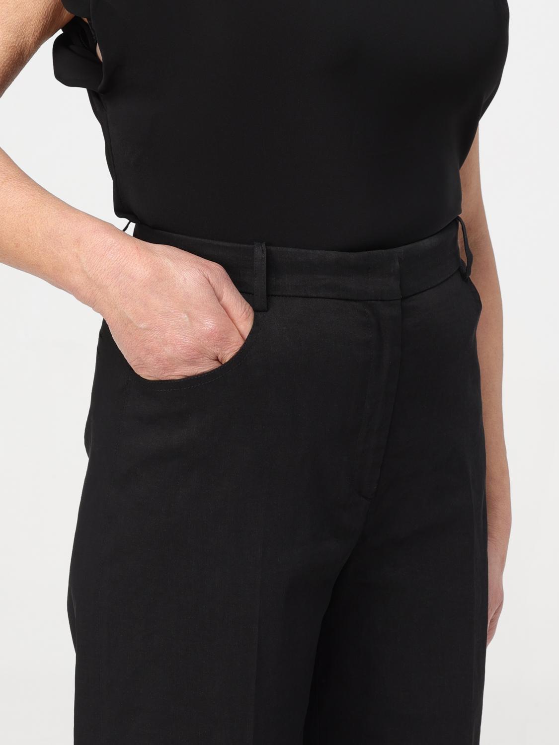 PINKO PANTALONI: Pantalone crop Pinko in misto lino, Nero - Img 3