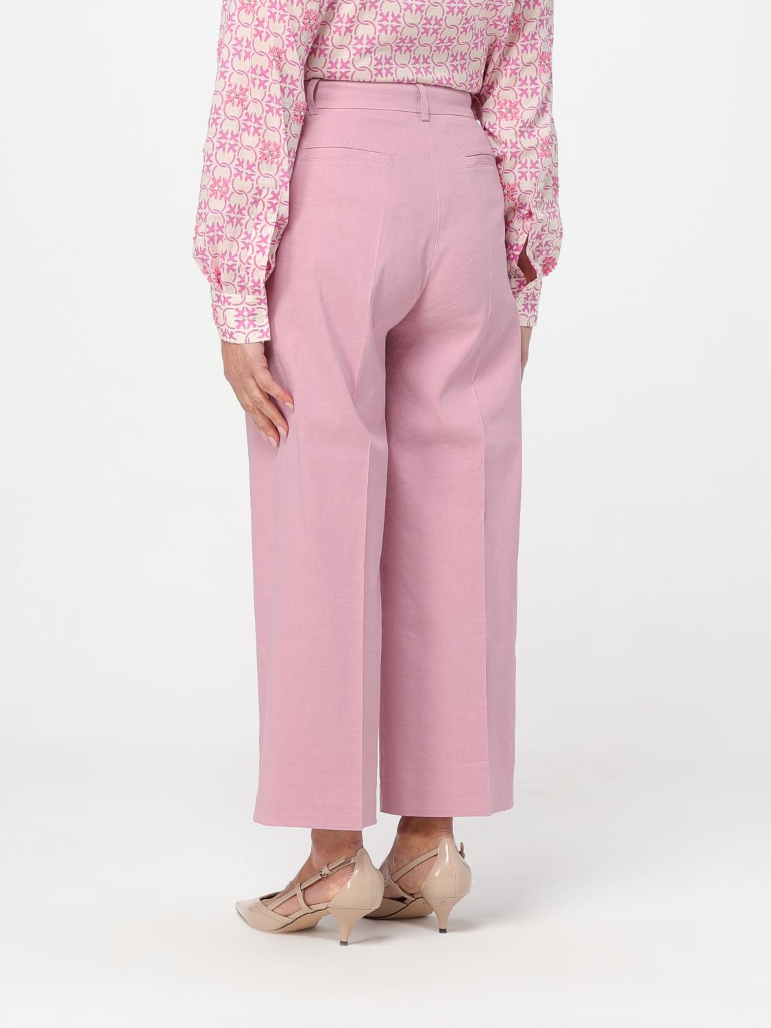 PINKO PANTALONI: Pantalone crop Pinko in misto lino, Rosa - Img 3
