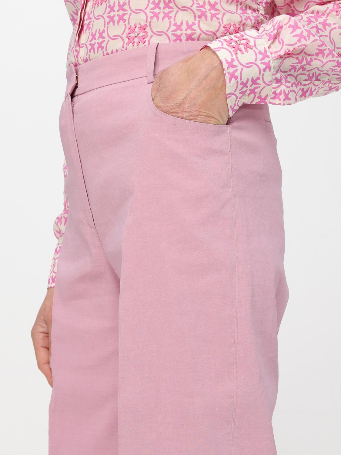 PINKO PANTALONI: Pantalone crop Pinko in misto lino, Rosa - Img 4
