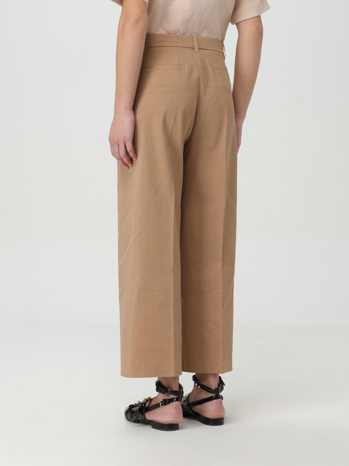 PINKO PANTALONI: Pantalone crop Pinko in misto lino, Marrone - Img 2