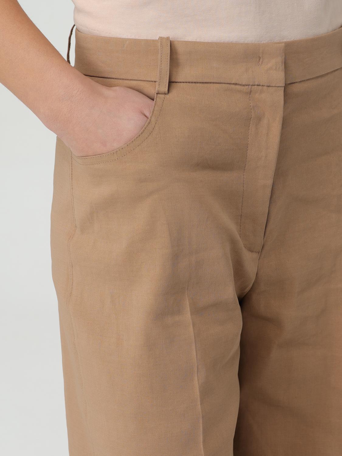 PINKO PANTALONI: Pantalone crop Pinko in misto lino, Marrone - Img 3