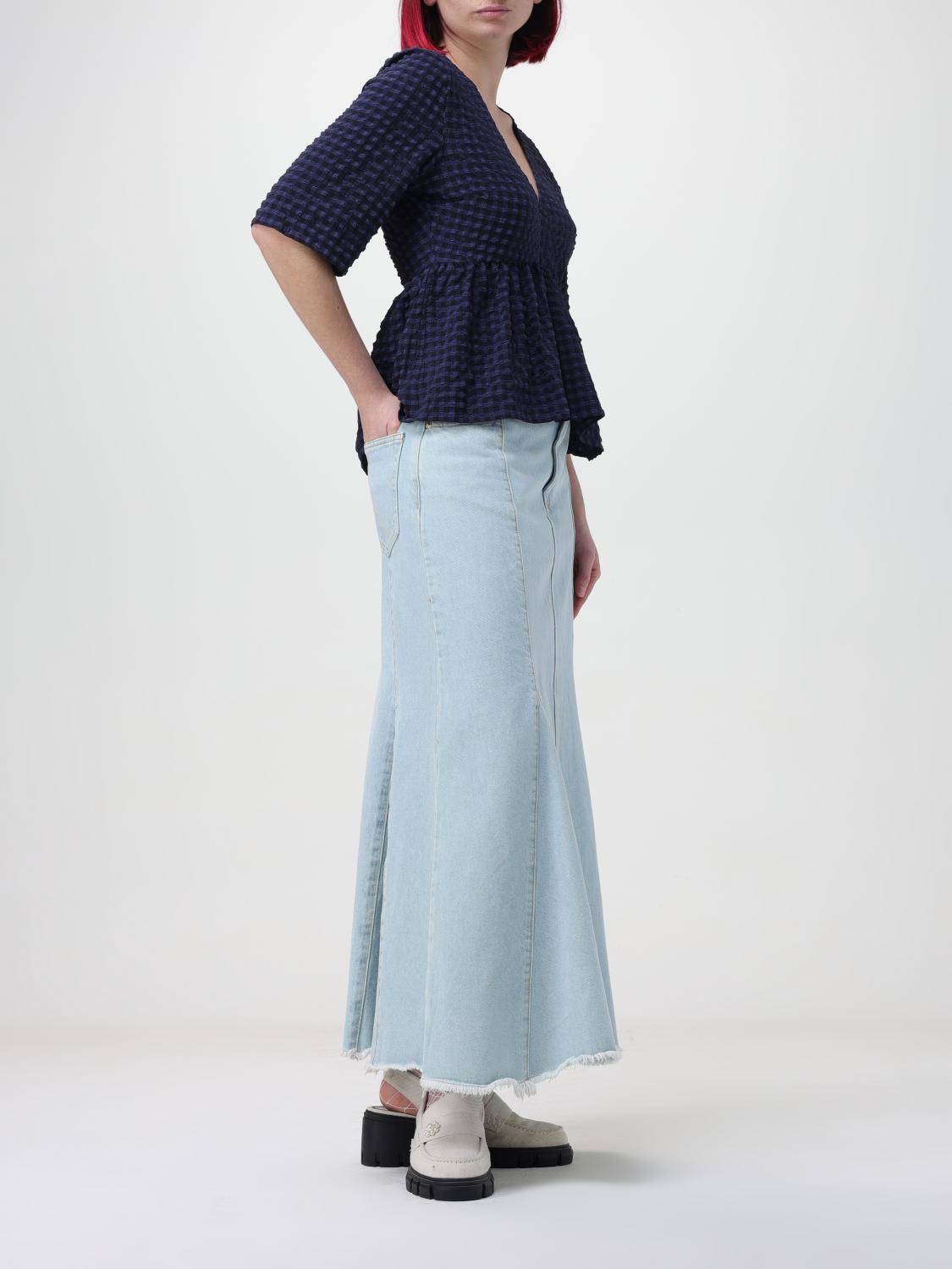 GANNI TOP: Camicia a quadretti Ganni, Blue - Img 2
