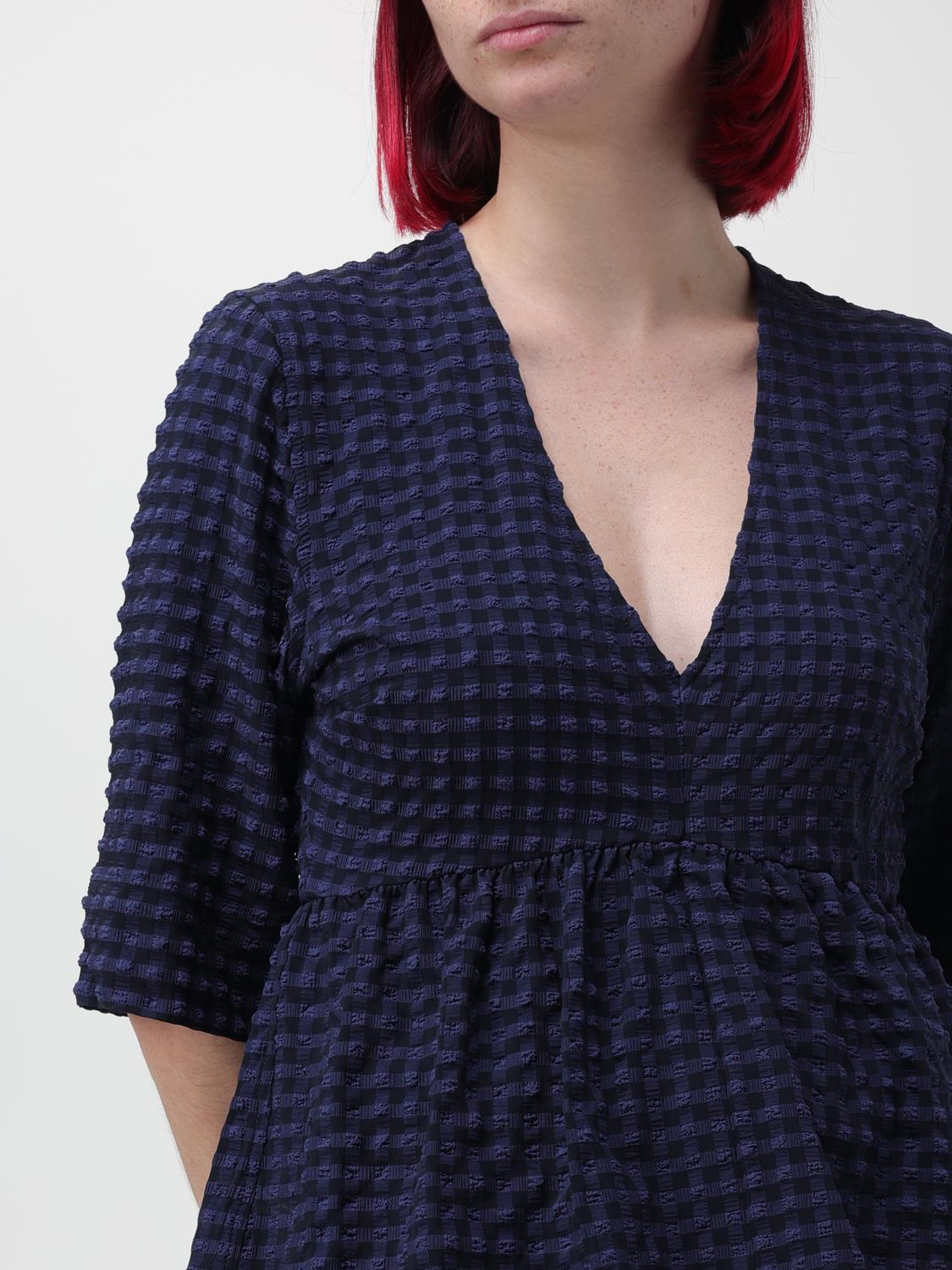 GANNI TOP: Camicia a quadretti Ganni, Blue - Img 4