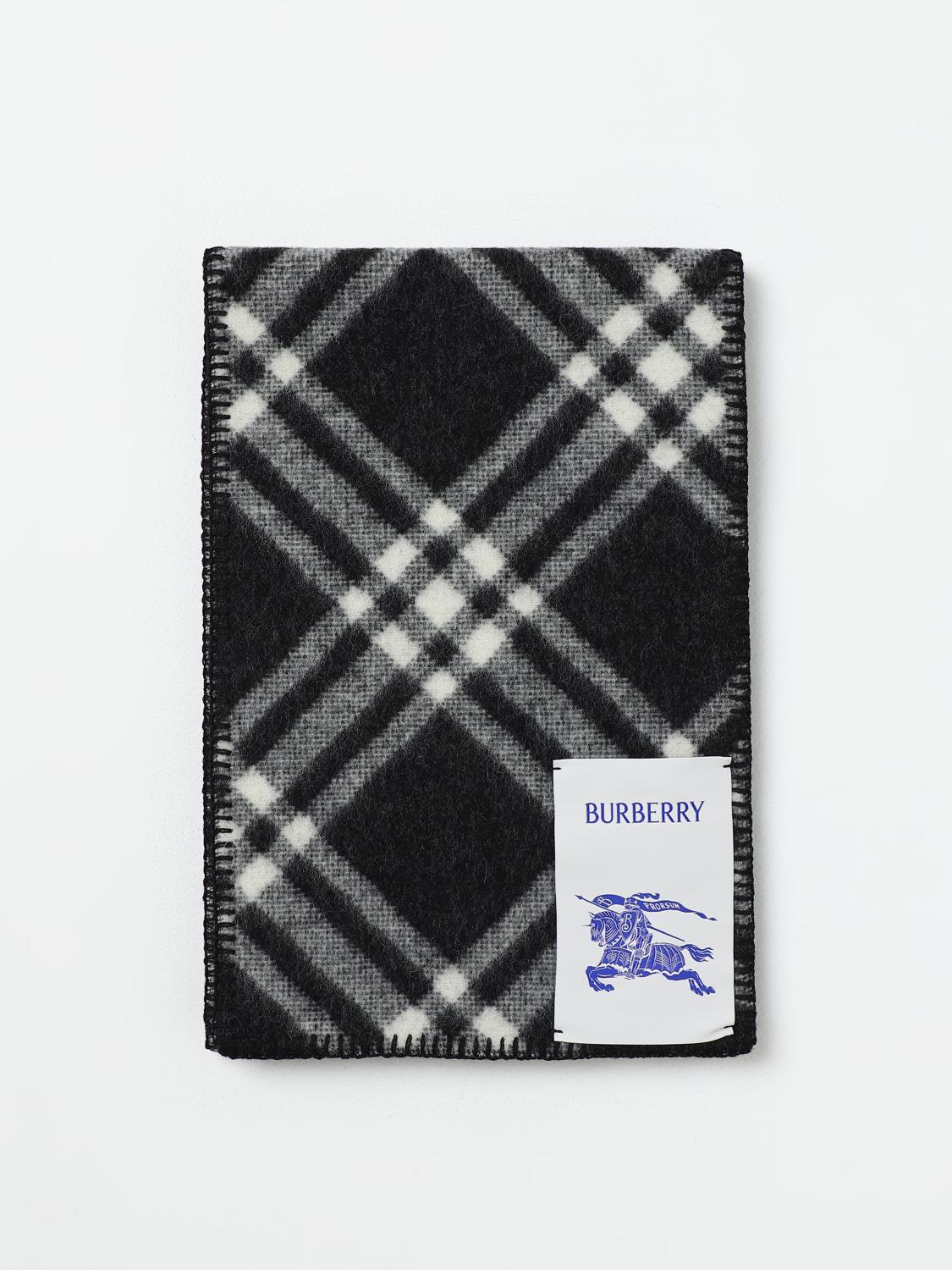 BURBERRY スカーフ: Burberry チェック ウールスカーフ, ブラック - Img 1